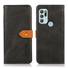 Handytasche Stand Schutzhülle Flip Leder Hülle N07P für Motorola Moto G60s Schwarz