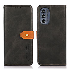Handytasche Stand Schutzhülle Flip Leder Hülle N07P für Motorola Moto G62 5G Schwarz