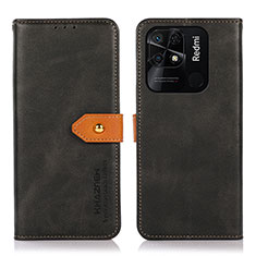 Handytasche Stand Schutzhülle Flip Leder Hülle N07P für Xiaomi Redmi 10 India Schwarz