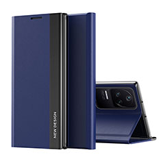 Handytasche Stand Schutzhülle Flip Leder Hülle Q01H für Xiaomi Poco F4 5G Blau