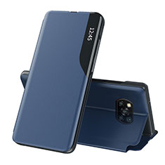 Handytasche Stand Schutzhülle Flip Leder Hülle Q01H für Xiaomi Poco X3 NFC Blau