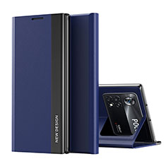 Handytasche Stand Schutzhülle Flip Leder Hülle Q01H für Xiaomi Poco X4 Pro 5G Blau