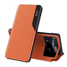Handytasche Stand Schutzhülle Flip Leder Hülle Q02H für Xiaomi Poco X4 Pro 5G Orange