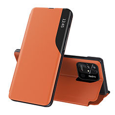 Handytasche Stand Schutzhülle Flip Leder Hülle Q02H für Xiaomi Redmi 10 India Orange