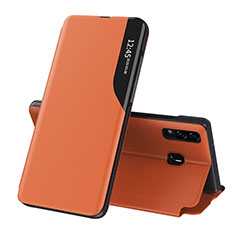 Handytasche Stand Schutzhülle Flip Leder Hülle QH1 für Samsung Galaxy A20 Orange