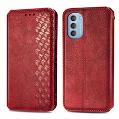Handytasche Stand Schutzhülle Flip Leder Hülle S01D für Motorola Moto G51 5G Rot