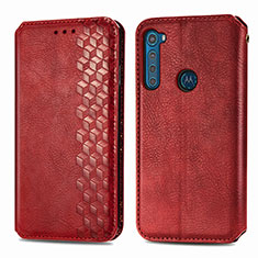 Handytasche Stand Schutzhülle Flip Leder Hülle S01D für Motorola Moto One Fusion Plus Rot
