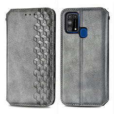 Handytasche Stand Schutzhülle Flip Leder Hülle S01D für Samsung Galaxy M21s Grau