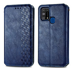 Handytasche Stand Schutzhülle Flip Leder Hülle S01D für Samsung Galaxy M31 Prime Edition Blau