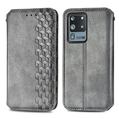 Handytasche Stand Schutzhülle Flip Leder Hülle S01D für Samsung Galaxy S20 Ultra 5G Grau