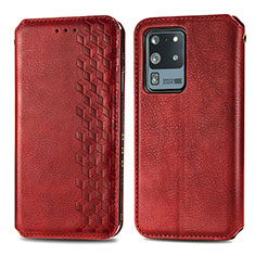 Handytasche Stand Schutzhülle Flip Leder Hülle S01D für Samsung Galaxy S20 Ultra 5G Rot