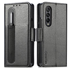 Handytasche Stand Schutzhülle Flip Leder Hülle S01D für Samsung Galaxy Z Fold3 5G Schwarz