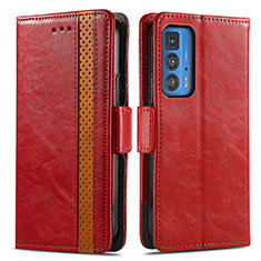 Handytasche Stand Schutzhülle Flip Leder Hülle S02D für Motorola Moto Edge 20 Pro 5G Rot