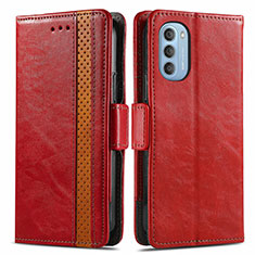 Handytasche Stand Schutzhülle Flip Leder Hülle S02D für Motorola Moto G51 5G Rot