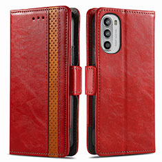 Handytasche Stand Schutzhülle Flip Leder Hülle S02D für Motorola Moto G52j 5G Rot
