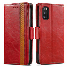 Handytasche Stand Schutzhülle Flip Leder Hülle S02D für Samsung Galaxy A41 Rot