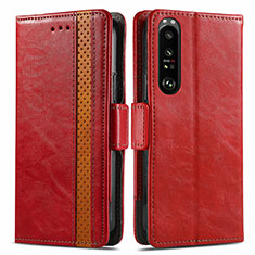 Handytasche Stand Schutzhülle Flip Leder Hülle S02D für Sony Xperia 1 III Rot