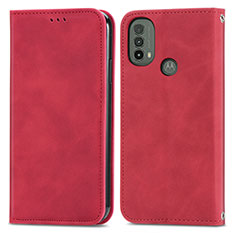Handytasche Stand Schutzhülle Flip Leder Hülle S04D für Motorola Moto E30 Rot