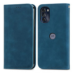 Handytasche Stand Schutzhülle Flip Leder Hülle S04D für Motorola Moto G 5G (2022) Blau