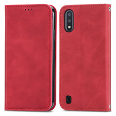 Handytasche Stand Schutzhülle Flip Leder Hülle S04D für Samsung Galaxy A01 SM-A015 Rot