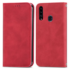 Handytasche Stand Schutzhülle Flip Leder Hülle S04D für Samsung Galaxy A20s Rot
