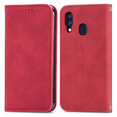 Handytasche Stand Schutzhülle Flip Leder Hülle S04D für Samsung Galaxy A40 Rot