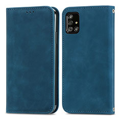 Handytasche Stand Schutzhülle Flip Leder Hülle S04D für Samsung Galaxy A51 4G Blau