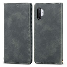 Handytasche Stand Schutzhülle Flip Leder Hülle S04D für Samsung Galaxy Note 10 Plus 5G Grau