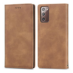 Handytasche Stand Schutzhülle Flip Leder Hülle S04D für Samsung Galaxy Note 20 5G Braun