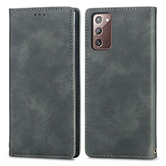 Handytasche Stand Schutzhülle Flip Leder Hülle S04D für Samsung Galaxy Note 20 5G Grau
