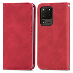 Handytasche Stand Schutzhülle Flip Leder Hülle S04D für Samsung Galaxy S20 Ultra 5G Rot