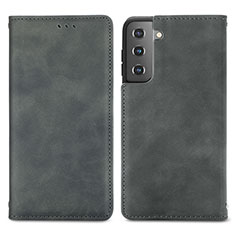 Handytasche Stand Schutzhülle Flip Leder Hülle S04D für Samsung Galaxy S21 5G Grau