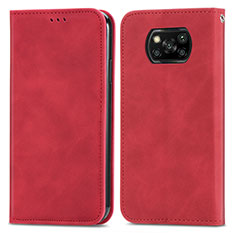 Handytasche Stand Schutzhülle Flip Leder Hülle S04D für Xiaomi Poco X3 NFC Rot