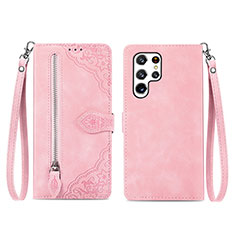 Handytasche Stand Schutzhülle Flip Leder Hülle S06D für Samsung Galaxy S24 Ultra 5G Rosegold