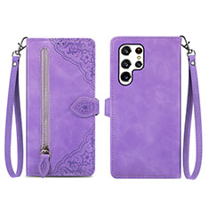 Handytasche Stand Schutzhülle Flip Leder Hülle S06D für Samsung Galaxy S24 Ultra 5G Violett