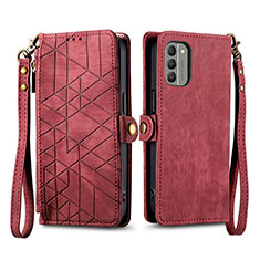 Handytasche Stand Schutzhülle Flip Leder Hülle S17D für Nokia G400 5G Rot