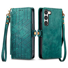 Handytasche Stand Schutzhülle Flip Leder Hülle S17D für Samsung Galaxy S22 5G Grün