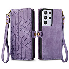 Handytasche Stand Schutzhülle Flip Leder Hülle S17D für Samsung Galaxy S22 Ultra 5G Violett