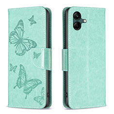 Handytasche Stand Schutzhülle Flip Leder Hülle Schmetterling B01F für Samsung Galaxy A04 4G Grün