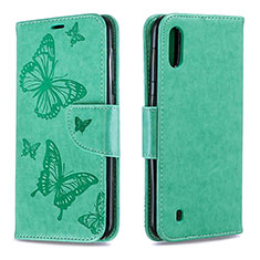 Handytasche Stand Schutzhülle Flip Leder Hülle Schmetterling B01F für Samsung Galaxy A10 Grün
