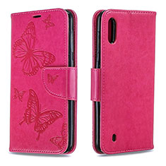 Handytasche Stand Schutzhülle Flip Leder Hülle Schmetterling B01F für Samsung Galaxy A10 Pink