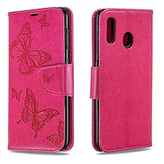 Handytasche Stand Schutzhülle Flip Leder Hülle Schmetterling B01F für Samsung Galaxy A20 Pink