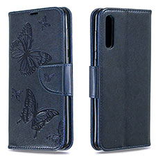 Handytasche Stand Schutzhülle Flip Leder Hülle Schmetterling B01F für Samsung Galaxy A30S Blau