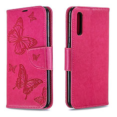 Handytasche Stand Schutzhülle Flip Leder Hülle Schmetterling B01F für Samsung Galaxy A30S Pink