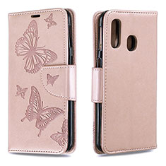 Handytasche Stand Schutzhülle Flip Leder Hülle Schmetterling B01F für Samsung Galaxy A40 Grün