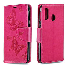 Handytasche Stand Schutzhülle Flip Leder Hülle Schmetterling B01F für Samsung Galaxy A40 Pink