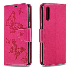 Handytasche Stand Schutzhülle Flip Leder Hülle Schmetterling B01F für Samsung Galaxy A70 Pink