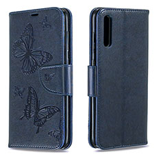 Handytasche Stand Schutzhülle Flip Leder Hülle Schmetterling B01F für Samsung Galaxy A70S Blau