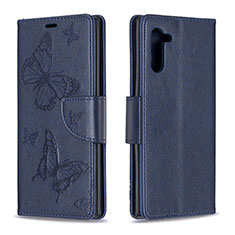 Handytasche Stand Schutzhülle Flip Leder Hülle Schmetterling B01F für Samsung Galaxy Note 10 5G Blau