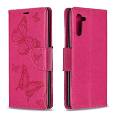 Handytasche Stand Schutzhülle Flip Leder Hülle Schmetterling B01F für Samsung Galaxy Note 10 5G Pink